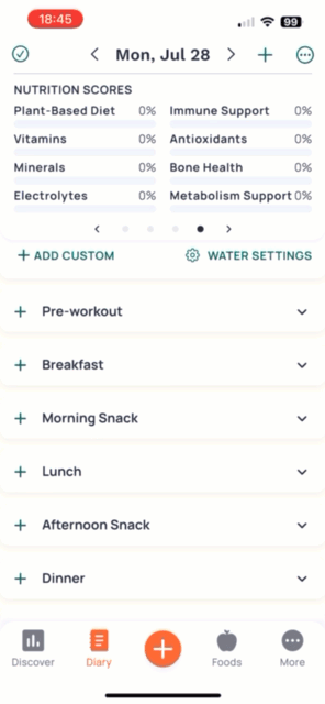 Gif showing how to log a food item by scaning the barcode.